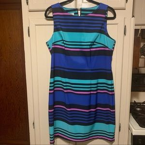 Blue Black Pink Stripe Dress